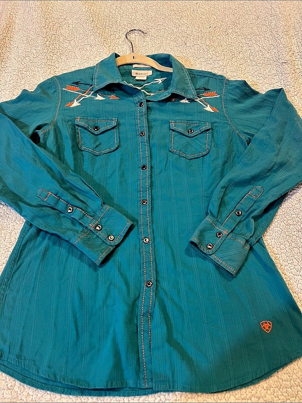 Ariat Western Button-Up Shirt in Blue Size Medium